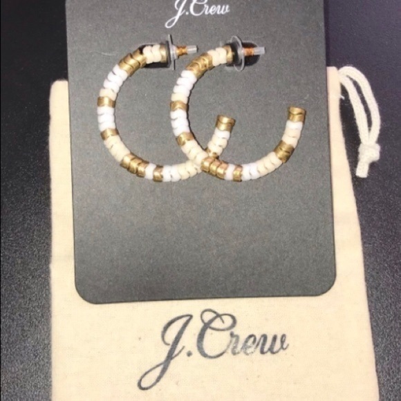 J. Crew Stacked Zigzag Beaded Hoop Earrings - Picture 2 of 4